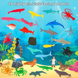 Aomola Water Beads Play Set ,Sensory Toys for Kids with Water Beads, Sea Animals, Water Beads Tools， 37 PCS Ocean Toy Figures with Container Storage T101