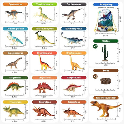 Dinosaur Toys with Activity Play Mat Realistic Dinosaur Figures to Create a Dino World Including T-Rex, Triceratops Dinosaur Playset with Carrying Bag Party Gifts T25