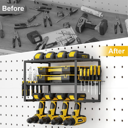 SPACECARE Heavy Duty 3 Layers Wall Mounted Storage Rack With 4 Holders for Cordless Drills Power Tool Organizer