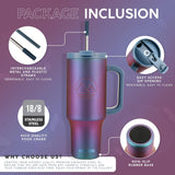 40 Oz Tumbler with Handle and Straw Insulated Cup that Fits in Cup Holder for Hot & Cold Drinks Leak Proof Tumbler with Straw Stainless Steel Travel Mug for Men & Women - Violet