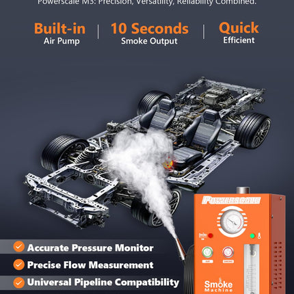 PowerScale M3 Automotive Smoke Machine Built-in Air Pump, 19-23 PSI Leak Detection, 2024 Professional Tools, EVAP System, Fuel Leakage, Leakage Diagnostic Tester for All DC12V Vehicles