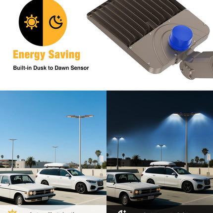 JC-LGL Parking Lot Light, 200W LED Shoebox Light with 28000LM 5000K Daylight, IP65 Waterproof Dusk to Dawn LED Parking Lot Light with Slip Fitter, Outdoor Street Light for Parking Lot Sports Stadium