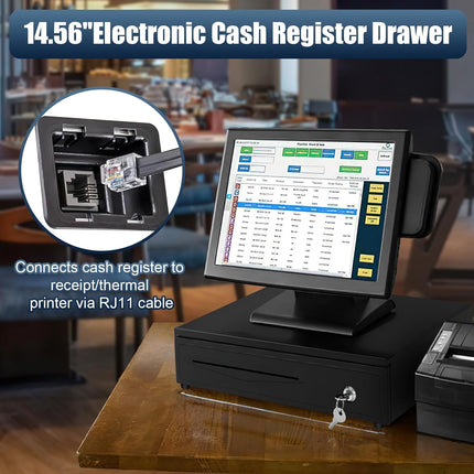 PERCEA Cash Drawer, 13" Electronic Cash Register Drawer 4 Bill Slots & 3 Coin Trays