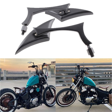 RFY Genuine Chrome 8mm/10mm Motorcycle Blade Steady CNC Aluminum Rearview Side Mirrors Compatible with Honda Yamaha Kawasaki Suzuki
