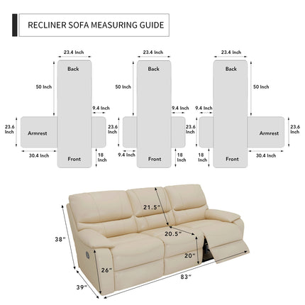 Easy-Going Recliner Sofa Cover, Reversible Couch Cover for 3 Seat Recliner, Split Sofa Cover for Each Seat, Furniture Protector with Elastic Straps for Pets, Kids, Dogs (3 Seater, Chocolate/Beige)