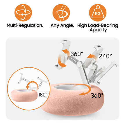 PlsHugek Pillow Stand Holder for Kindle Tablet iPad with Snack Bowl, Lap Cozy Pillow Stand Holder for Reading in Bed for 4.7"-11" Kindle, Tablet, iPad, iPhone, Google, Samsung (Pink)