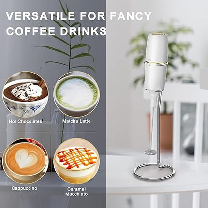 Milk Frother Handheld Frother for Coffee, Battery Operated Coffee Frother with Stainless Steel Stand, Electric Drink Mixer for Coffee, Lattes, Cappuccinno, Matcha and Hot Chocolate, GREEN COLOUR(MA002)