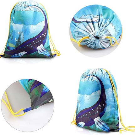 12 PCS Kids Dinosaur Party Favor Bags for Birthday Party Drawstring Package Dinosaur Goody Bag Gifts T24