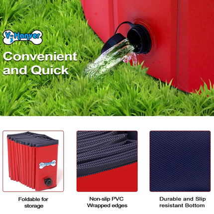 V-HANVER Foldable Dog Pool Collapsible Heavy Duty PVC Pet Pool Bath Tub for XLarge Dogs and Puppies, 63 X 12 inch
