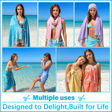 Vikumond 2-Pack Lightweight 79x36 Inch Turkish Beach Towel