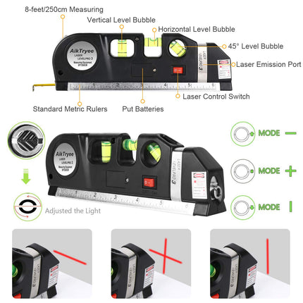 AikTryee Level PRO 3 Laser, Laser Line Leveler, Beam Tool with Metric Rulers