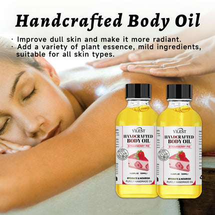 Strawberry Scented Body Oil - Ultra Moisturizing Natural Blend for Dry Skin (Jojoba, Almond, Coconut Oils) | Nourishing Skin Care Treatment for Women & Men (4.06FL.OZ, Strawberry Scented)