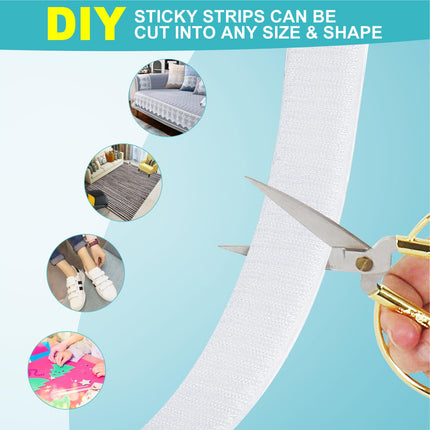 20Ft*1 inch Hook and Loop Tape Roll with Heavy Duty Adhesive - Fastener Mounting Tapes Strips with Sticky Back for Sewing, Crafting,DIY- Indoor or Outdoor Use