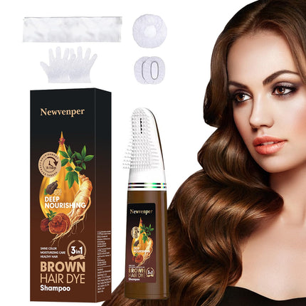NEWVENPER Brown Comb Dye Long-lasting Hair Color Shampoo, 200ML