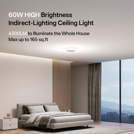Homelist YX1 4300LM(60W) Indirect Lighting Ceiling Light, Compact 8" Flush Mount Ceiling Light, Dual-Core Eye Protection Ceiling Light Fixture, CRI 97, Fast Installation