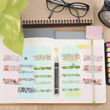 NUOBESTY 45pcs Washi Tape Sample Boards, Plastic Storage Cards for Journaling, Frosted Grid Washi Organizer Holder, Portable Tape Dispenser Plate for Scrapbooking, Journal, Art Crafts