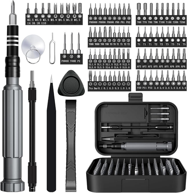 GWAHRWW Precision Screwdriver Set,150 in 1 tool kit screwdriver set with 120 Bits Magnetic Screwdriver Kit & 30 Bits Tool Set Handy Repair Tool, for Laptop,PC,Game,Console,Glasses, Black