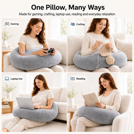 Gaming Pillow Arm Support Pillow for Bed & Sofa: Ergonomic U-Shaped Lap Pillow with Elbow Rest for Adults & Kids - Reduces Arm Pain & Fatigue During Gaming, Reading, Working & Crocheting