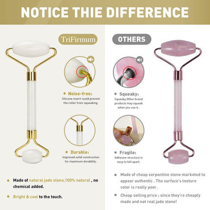 Jade Roller & Gua Sha,Face Roller,Gua Sha Facial Tool,100% Natural Jade,Anti-Aging Face Massager for Face,Eyes,Neck,Body Muscle Relaxing