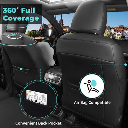 FEINEPRO Highlander Seat Covers for Toyota Highlander 2014 2015 2016 2017 2018 2019 7 Seats Full Set Faux Leather, 3-Row Second Row Captain's Chairs, Car Seat Protectors Accessories - Black