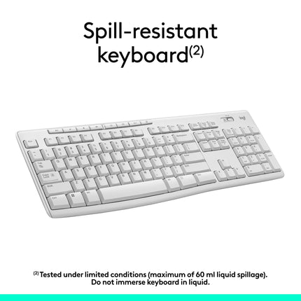 Logitech MK270 Full Size Wireless Keyboard and Mouse Combo - White