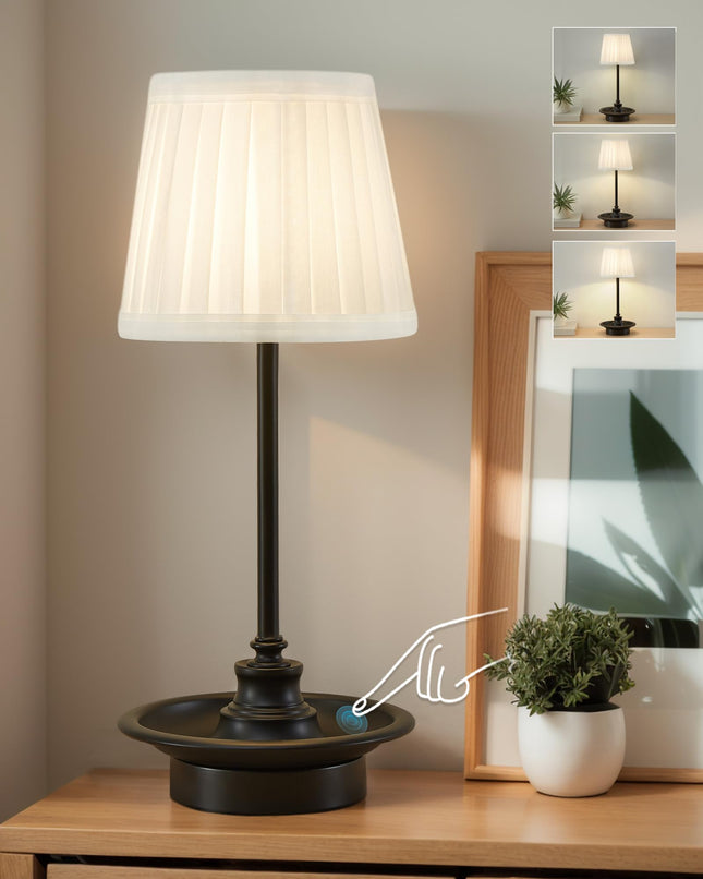 GyroVu LED Cordless Battery Operated Table Lamp Rechargeable, Black