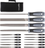 Amazon Basics File Set with Carry Case - T12 Drop Forged Alloy Steel - Includes 4-Piece Large Files and 12-Piece Needle Files