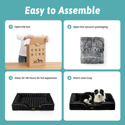 COZY KISS Soft Orthopedic Dog Bed for Extra Large Dogs, XXL Pet Sofa, BLACK