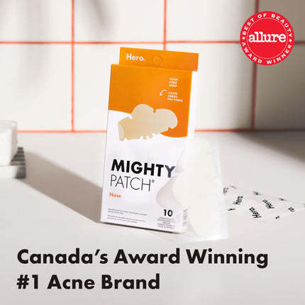 Hero Cosmetics Mighty Patch Nose – Hydrocolloid Nose Strips for Pores & Pimples, Absorbs Gunk and Oil, Improves the Look of Pores , 10 Count