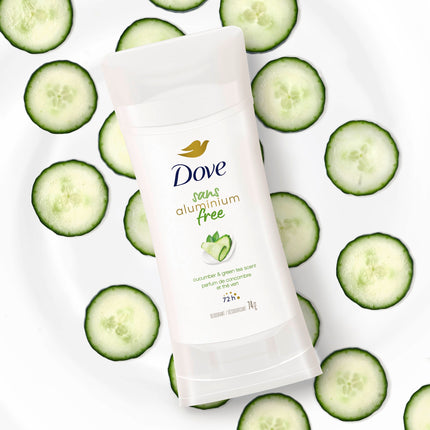 Dove Aluminum Free Déodorant for Women Cucumber & Green Tea Scent for Soft, Comfortable Underarms, 74g