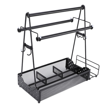 Grill Caddy for Outdoor Grill, BBQ Caddy with Camping Paper Towel Holder and Plate Holder, Picnic Utensil Condiment Kitchen Organizer for Outdoor Cooking, Camping Essential