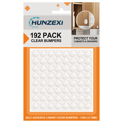 CHUNZEXI 192 PCS Clear Cabinet Door Bumpers, 1/2 Inch Round Rubber Pads