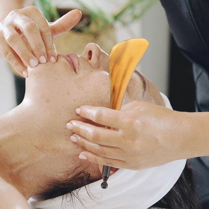 NOLITOY 2Pcs Ox Horn Gua Sha Tools Gua Sha Facial Stick and Home Face Scraper for Neck Face Body Daily Use Scraping Massage Compact Manual Massage Tool