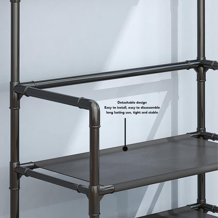 ZYYIN Entryway 5-Tier Coat Shoe Storage Rack, 175Cm Floor Organizer, Black