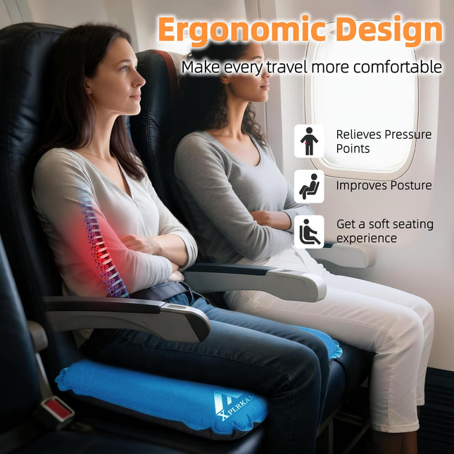 XplrKamp 1PC Self-Inflating Portable Compact Lightweight Memory Foam Seat Cushion for Airplane Travel Air, Camping, Climbing, Hiking, Office