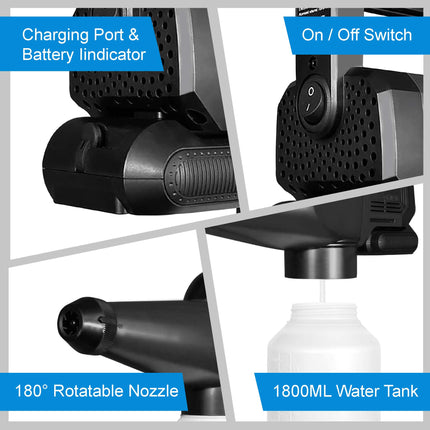 Medd Max Portable Cordless 1.8L Cap Handheld Electrostatic – Fogger Machine, Atomizer Battery Powered Nano Spray Gun Fine Mist Sprayer