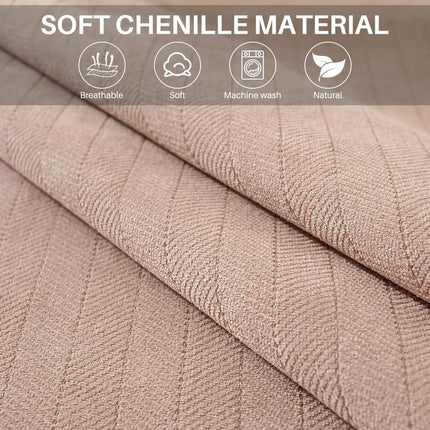 JIAN YA 1-Piece Anti-Slip Chenille Fuzzy Sectional Couch Slipcover Furniture Protector, L-Shaped Sofa, 3-Cushion Couch, Loveseat, Recliner, Armrest & Backrest
