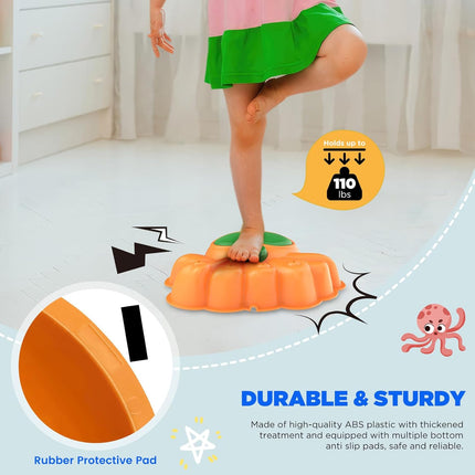 WELIN Balance Stepping Stones for Kids, 6pcs Crossing River Octopus Stone with Light, Indoor Outdoor Fitness Equipment, Balance Training Toy Obstacle Course, Birthday Gifts for Boys Girls Ages 3+