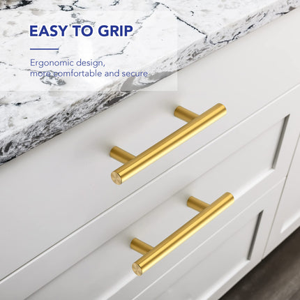 IAQWE 25 Pack Cabinet Handles with 3 Inch (76mm) Hole Center Brushed Brass, 36010053GD-24