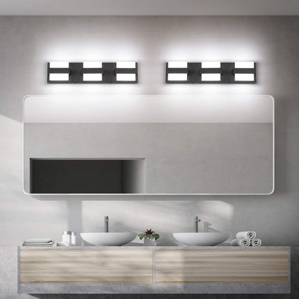SOLFART 3 Lights Black Bathroom Modern Vanity Lights LED Vanity Light
