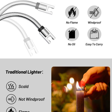 VEHHE Electric Lighter, 360° Flexible Neck, USB C Rechargeable, Black