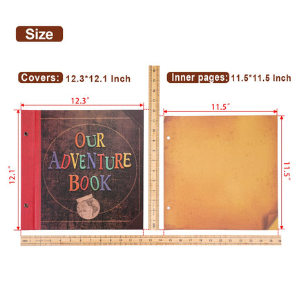 Large Our Adventure Book 60 Pages 12x12" Scrapbook Retro Embossed Hardcover Travel Photo Album