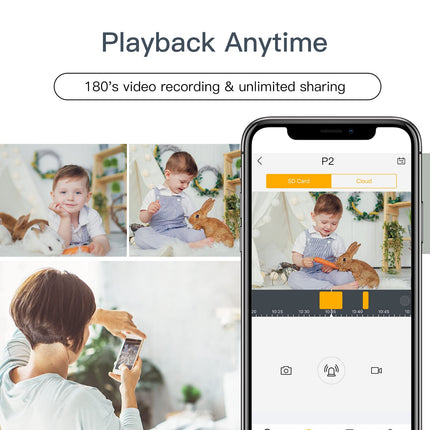 360° View 2K Pet Camera with Phone App, Indoor Security Camera, P2T Baby Monitor, Pan/Tilt, Motion & Sound Detection, Night Vision,Two-Way Audio, Works with Alexa