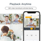 360° View 2K Pet Camera with Phone App, Indoor Security Camera, P2T Baby Monitor, Pan/Tilt, Motion & Sound Detection, Night Vision,Two-Way Audio, Works with Alexa