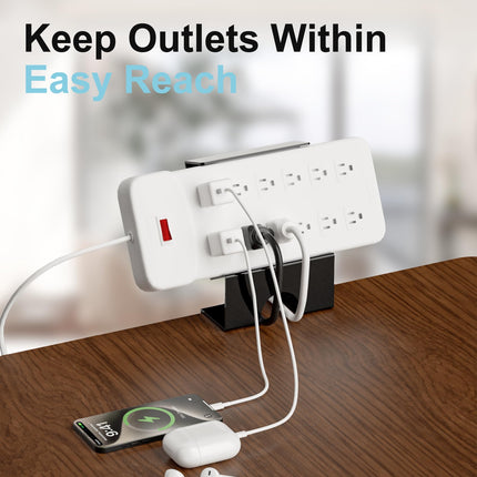 ERGO COLLECT Adjustable 4 Pack Outlet Power Strip Metal Desk Clamp Holder for Various Surge Protectors, Power Strips, USB Hubs, Black