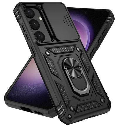 SAMSUNG S23 FE Military Grade All-in-One ring Stand Card Case, BLACK