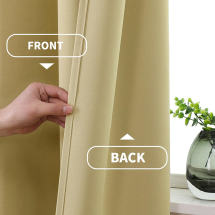 CUCRAF 52x95 inches SET OF 2 Full Blackout Window Curtains Long, Faux Linen Look Thermal Insulated Grommet Drapes Panels, BEIGE