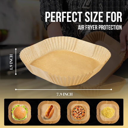 Widas Air Fryer Liners,Disposable Square Food Grade Paper Liners, 7.9 Inch for 3-6QT Air Fryers – Non-Stick, Oil-Resistant, Food-Grade Parchment Baking Paper for Roasting & Microwave Use