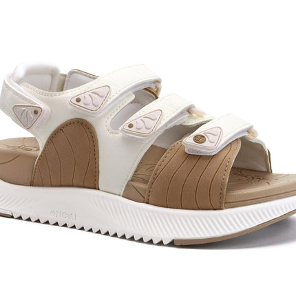 ONCAI Women's Walking/Hiking Sandals with Arch Support & Adjustable Straps, Beige/White