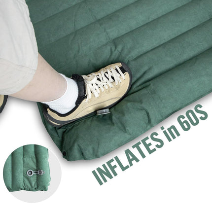 Night Cat Ultralight Inflatable Sleeping Mat Pad with Built-in Pillow & Foot Pump, GREEN